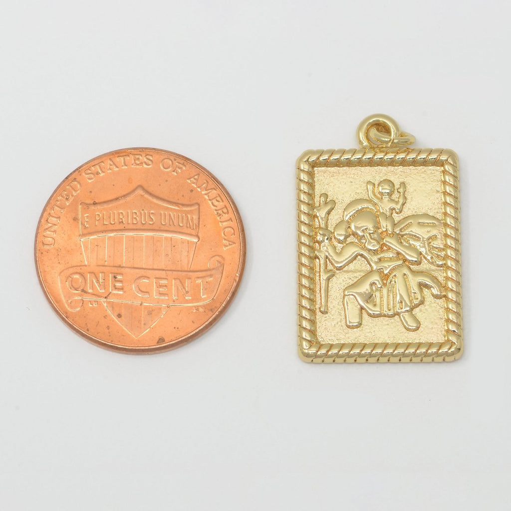 Rectangular Frame Saint Gold plated Charms M-387 - DLUXCA