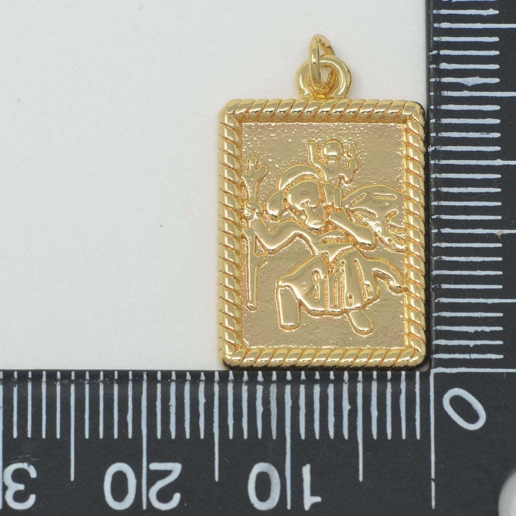 Rectangular Frame Saint Gold plated Charms M-387 - DLUXCA