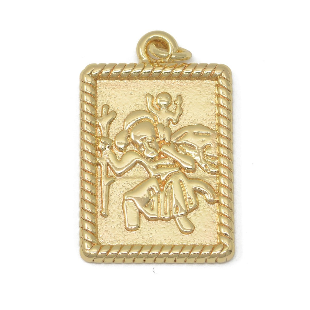 Rectangular Frame Saint Gold plated Charms M-387 - DLUXCA