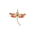 Red Dragonfly Pendant - Large Gold Dragon Fly Charm- Cubic Animal Pendant E-902 - DLUXCA