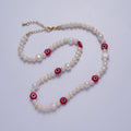 Red Evil Eye Beaded Choker Necklace for Women Freshwater Pearl Choker Necklace Boho Handmade 18K Gold plated Y2K Jewelry | WA-1027 Clearance Pricing - DLUXCA