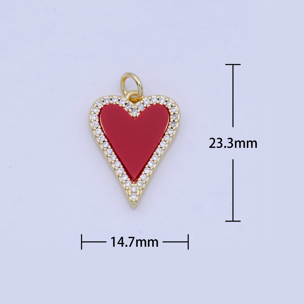 Red Heart Charm Carnelian Heart Pendant with CZ Stone in 24k Gold plated AG-087 - DLUXCA