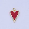 Red Heart Charm Carnelian Heart Pendant with CZ Stone in 24k Gold plated AG-087 - DLUXCA
