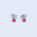 Rhodium Plated 3.3mm, 4.3mm Red CZ Heart Mini Stud Earrings | AB1301 AB1064 