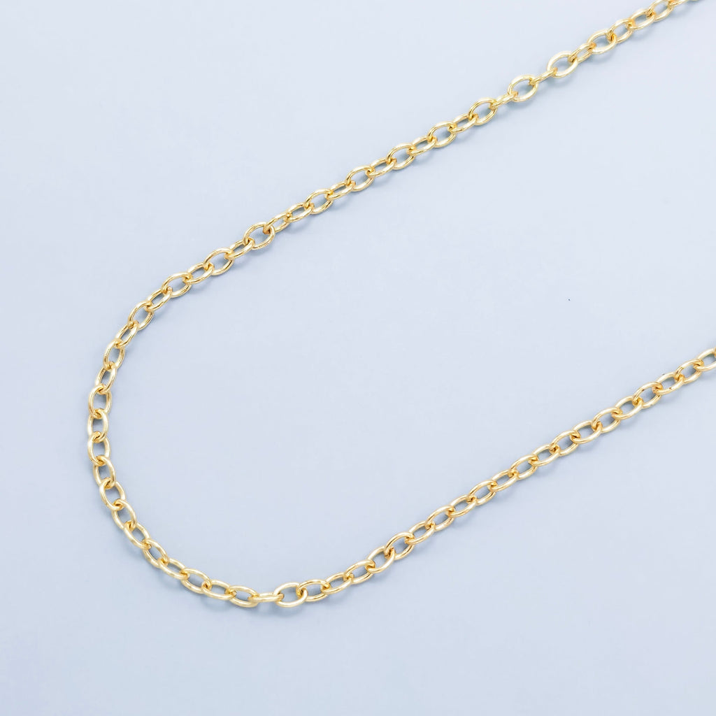 24K Gold plated Rolo Link Chain, 5X4mm Rolo Chain, Dainty Rolo Chain by Yard, Rolo Chain For Jewelry Making, Necklace, Bracelet, Anklet Supply Component |  ROLL-191 Clearance Pricing