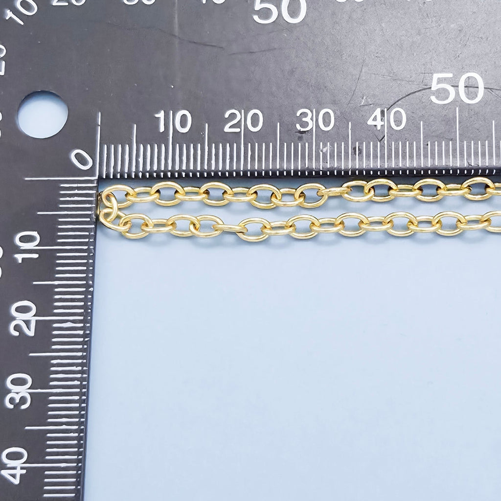 24K Gold plated Rolo Link Chain, 5X4mm Rolo Chain, Dainty Rolo Chain by Yard, Rolo Chain For Jewelry Making, Necklace, Bracelet, Anklet Supply Component |  ROLL-191 Clearance Pricing