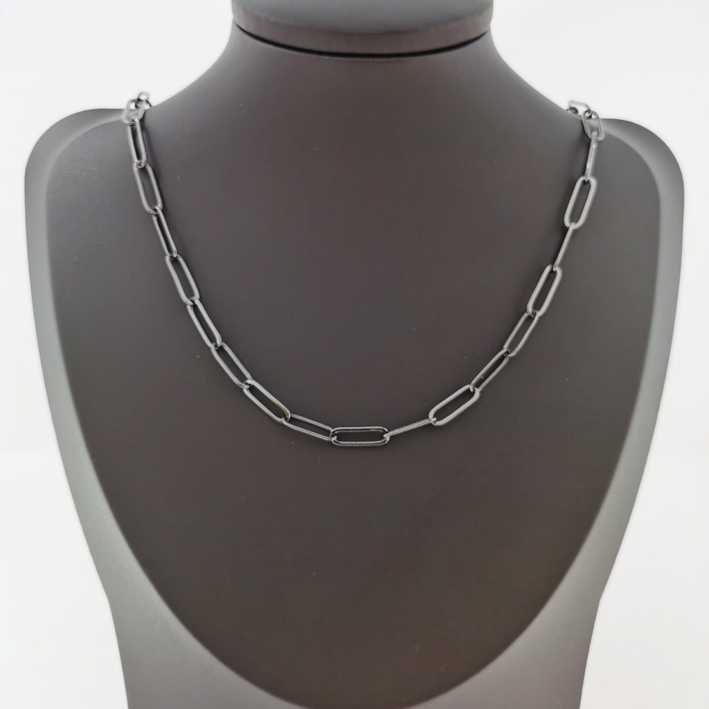 Black Paper Clip Chain, 15X5mm Gun Metal Plated Unfinished Chain, For Jewelry Necklace, Anklet, Bracelet Component | ROLL-205 - DLUXCA
