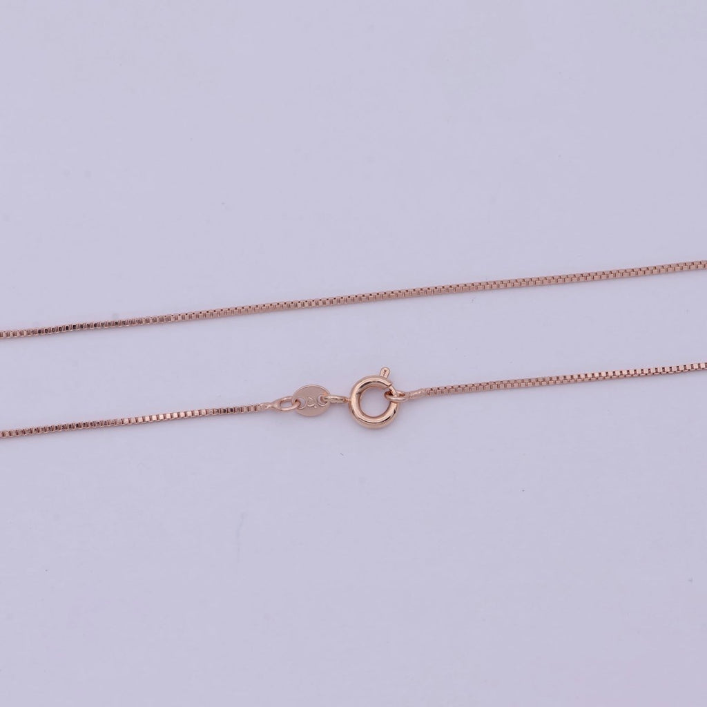 Rose Gold Box Chain Necklace 0.7mm, Delicate Dainty Layered Necklace, Everyday Necklace, Simple chain, Minimalist | WA-522 Clearance Pricing - DLUXCA