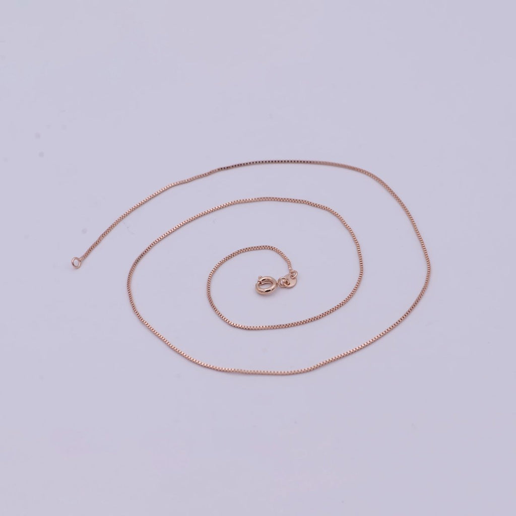 Rose Gold Box Chain Necklace 0.7mm, Delicate Dainty Layered Necklace, Everyday Necklace, Simple chain, Minimalist | WA-522 Clearance Pricing - DLUXCA