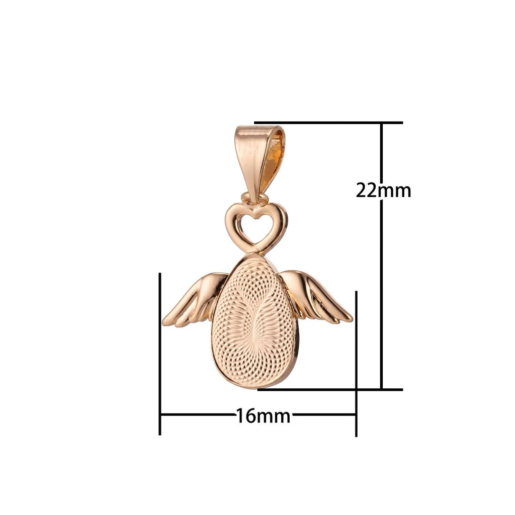 Rose Gold egg Charm Angel Wings Charm, 18K Gold plated Pendant Dainty Egg with Wings Necklace Charm for Jewelry Making H-875 - DLUXCA
