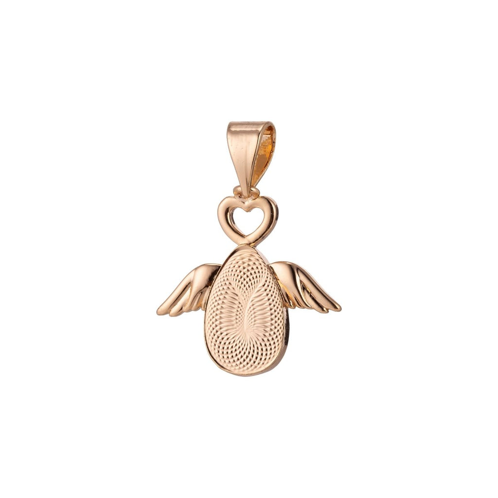 Rose Gold egg Charm Angel Wings Charm, 18K Gold plated Pendant Dainty Egg with Wings Necklace Charm for Jewelry Making H-875 - DLUXCA