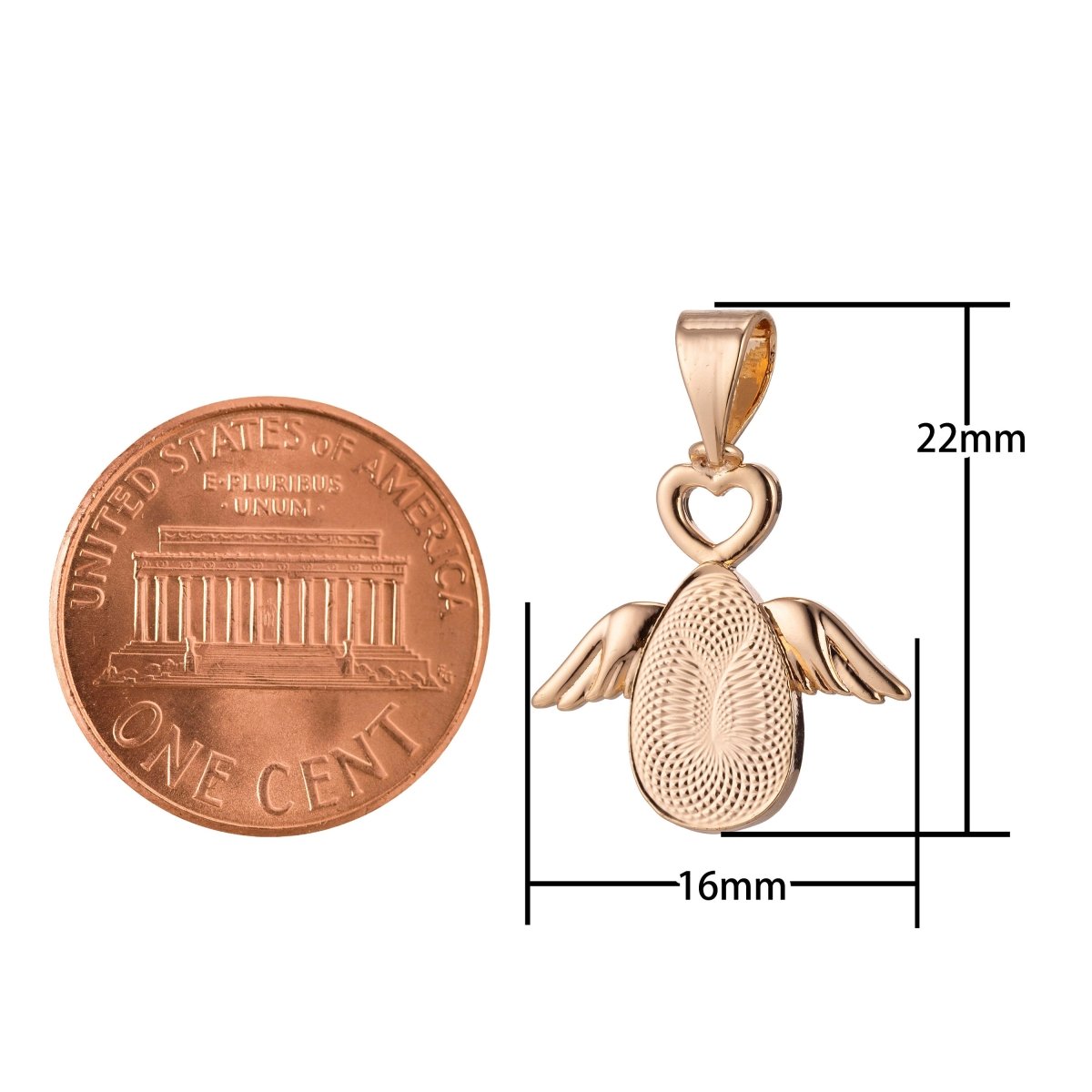 Rose Gold egg Charm Angel Wings Charm, 18K Gold plated Pendant Dainty Egg with Wings Necklace Charm for Jewelry Making H-875 - DLUXCA