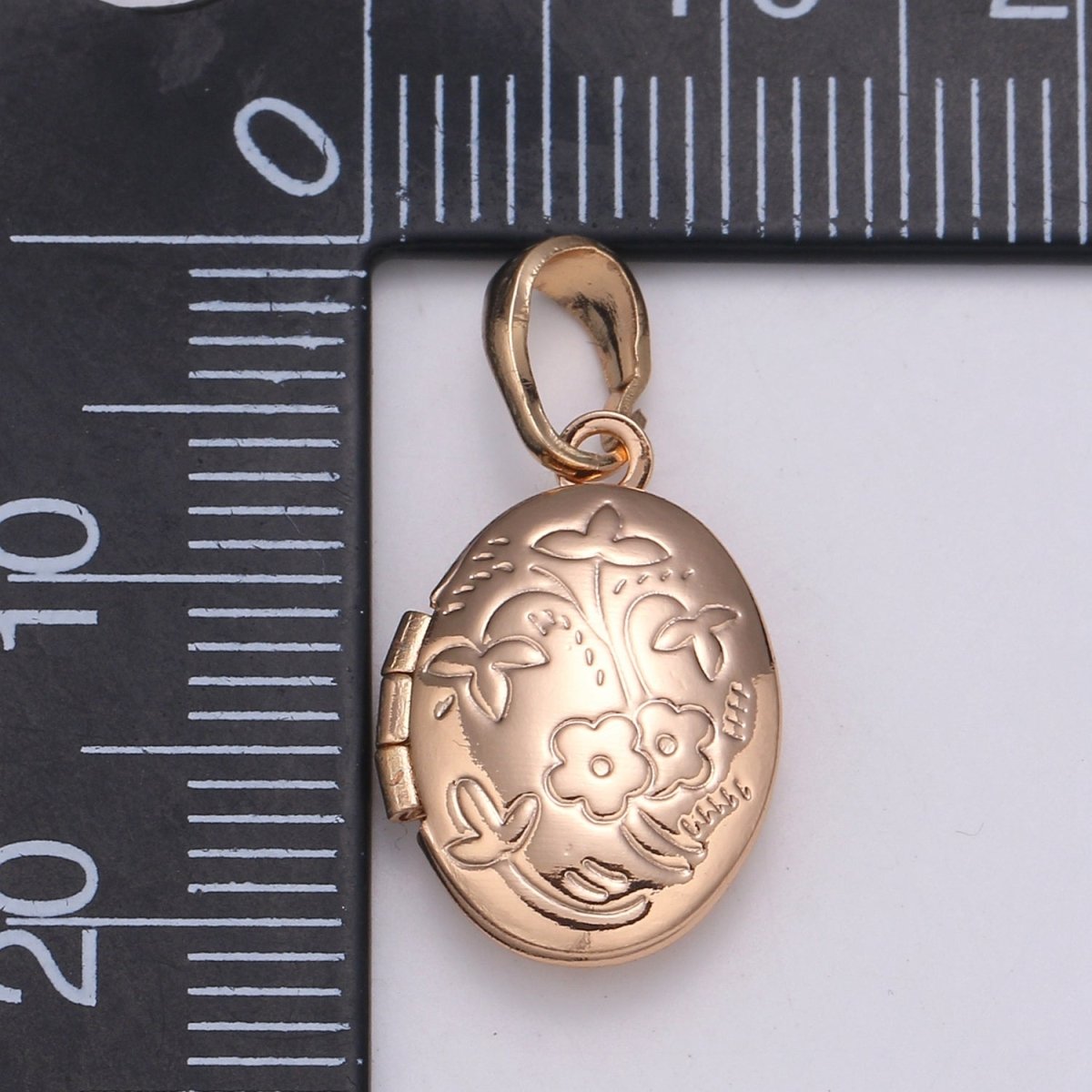 Rose Gold plated Oval Locket Flower Photo Locket, Minimalist Jewelry, Necklace Pendant for Jewelry Making supply H-127 - DLUXCA