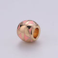 Rose Gold plated Pink Spacer Beads Drum Tube Gold Beads with CZ Paved, 8mm Beads Large Hole Gold Spacers for Bracelet Making - DLUXCA