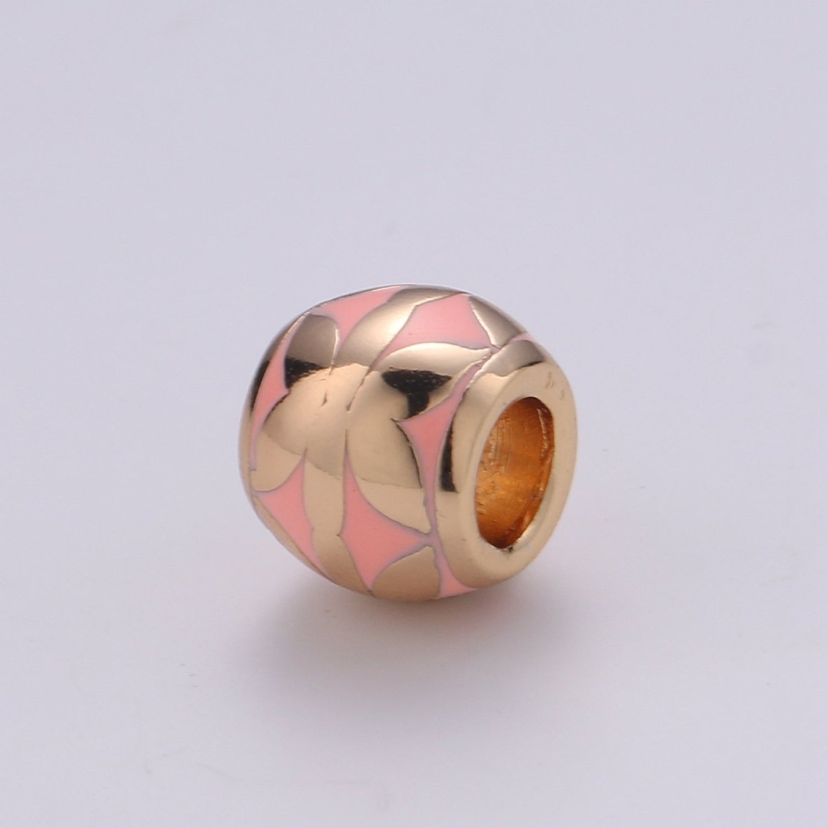 Rose Gold plated Pink Spacer Beads Drum Tube Gold Beads with CZ Paved, 8mm Beads Large Hole Gold Spacers for Bracelet Making - DLUXCA