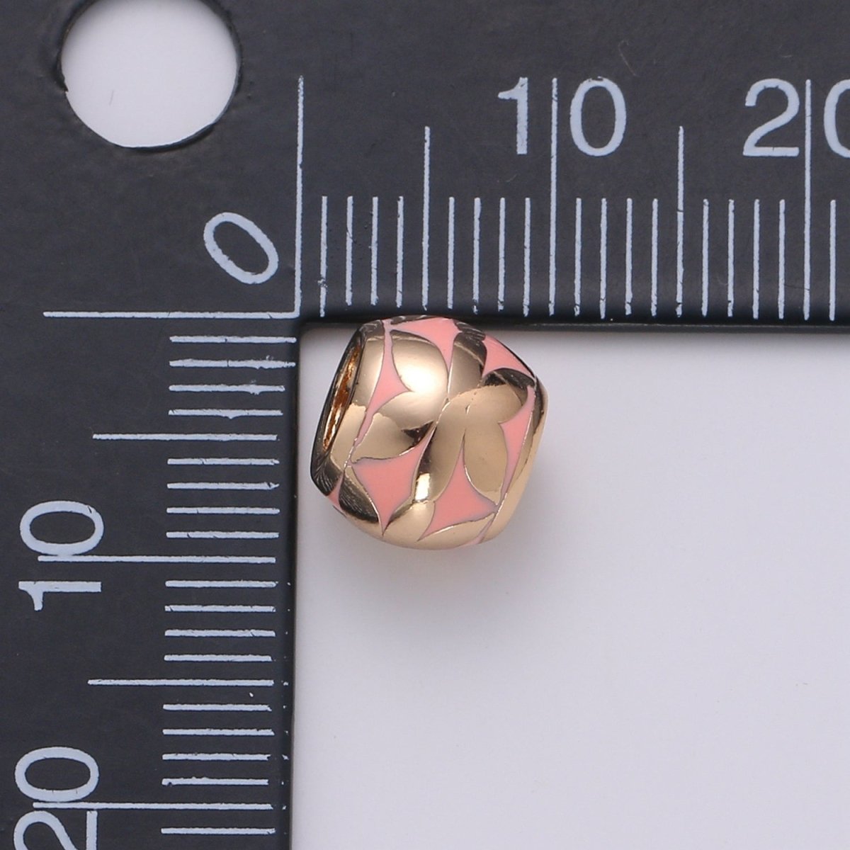 Rose Gold plated Pink Spacer Beads Drum Tube Gold Beads with CZ Paved, 8mm Beads Large Hole Gold Spacers for Bracelet Making - DLUXCA