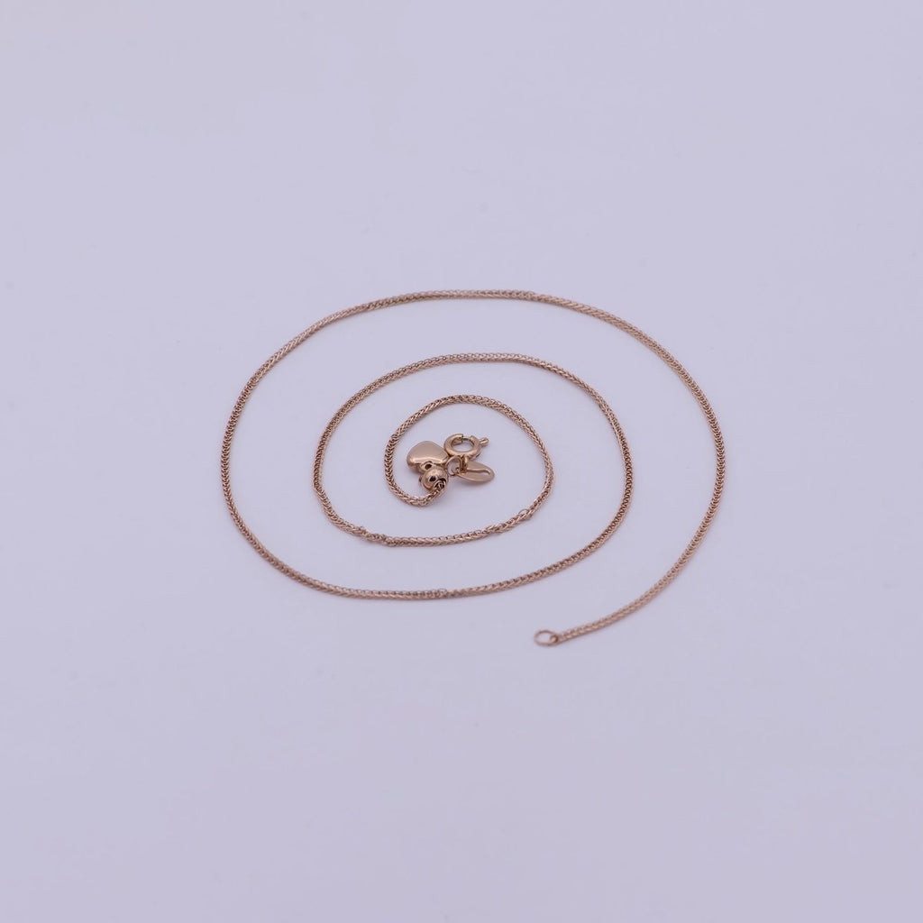 Rose Gold Fox Tail Chain Necklace - 18K Gold Plated Foxtail Chain - Dainty 1.4mm Layering 20 Inch Ready To Wear Chain with Spring Ring | WA-515 Clearance Pricing - DLUXCA