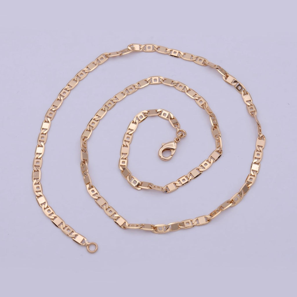 Rose Gold Mariner Link Chain Necklace, Rose Gold plated Mariner Necklace, Anchor Link Chain Necklace 17.5 Inch | WA-804 Clearance Pricing - DLUXCA