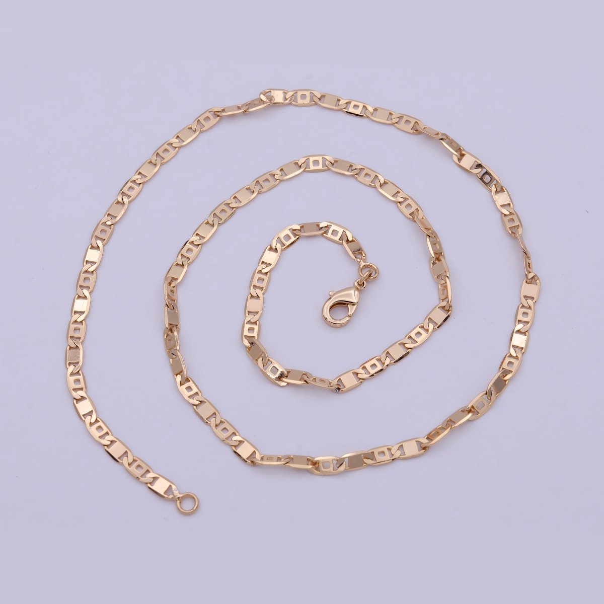 Rose Gold Mariner Link Chain Necklace, Rose Gold plated Mariner Necklace, Anchor Link Chain Necklace 17.5 Inch | WA-804 Clearance Pricing - DLUXCA