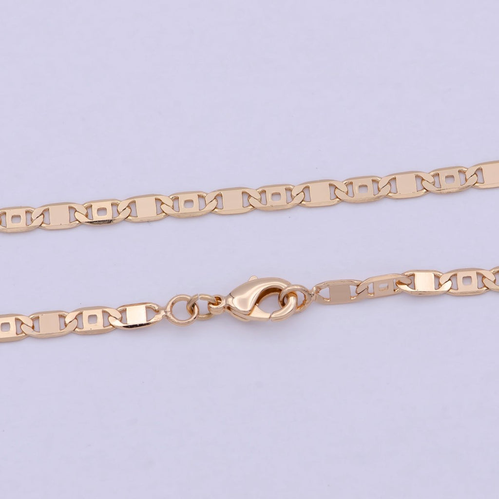Rose Gold Mariner Link Chain Necklace, Rose Gold plated Mariner Necklace, Anchor Link Chain Necklace 17.5 Inch | WA-804 Clearance Pricing - DLUXCA