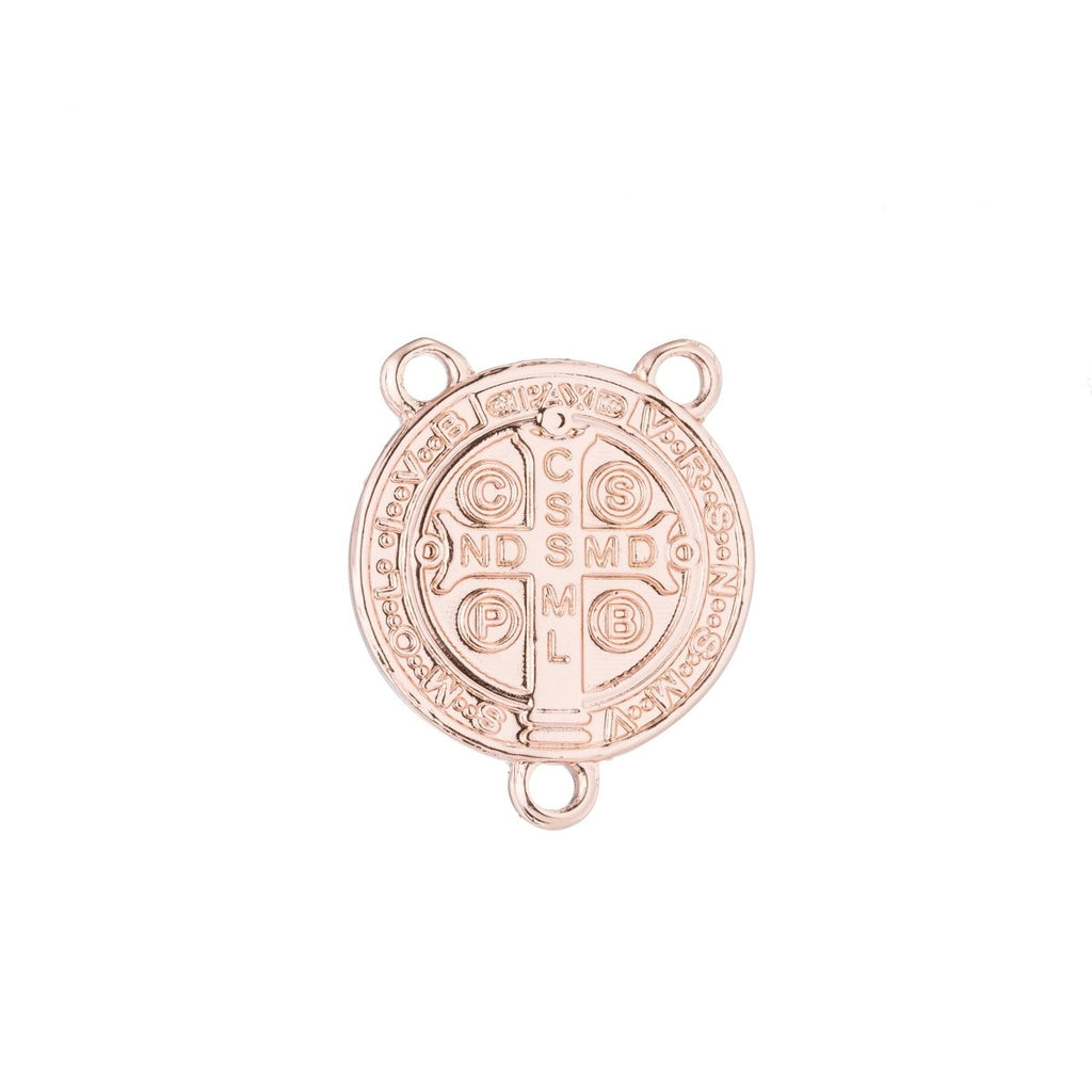 Rose Gold Rosary Centerpiece, Double Sided, Saint, Divine, Cross, Rosary Making Supply, Necklace Pendant, Findings for Jewelry Making F-190 - DLUXCA