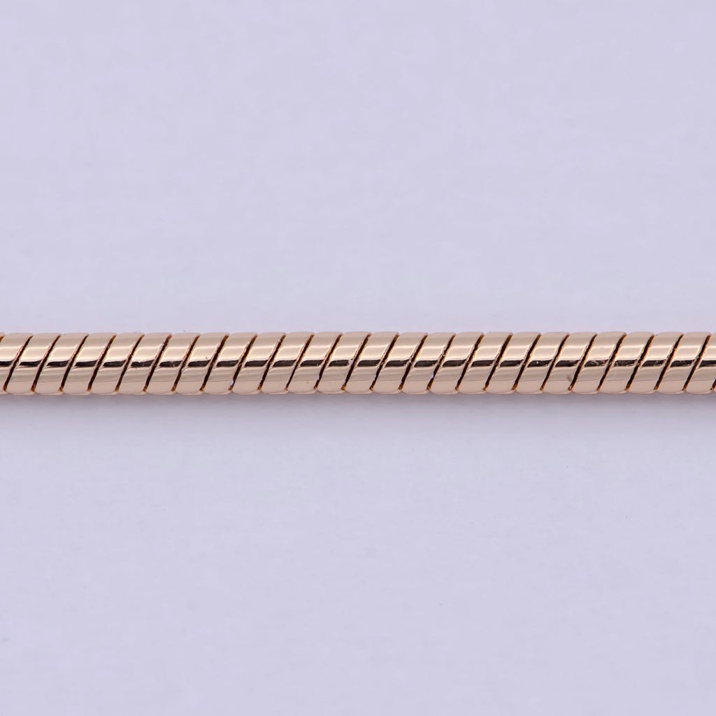 Rose Gold Round Snake Chain Omega Chain Necklace, 18K Gold plated 2.4mm Width Finished Chain, Layering 19.7 Inch Omega Necklace with Lobster Clasps | WA-823 Clearance Pricing - DLUXCA