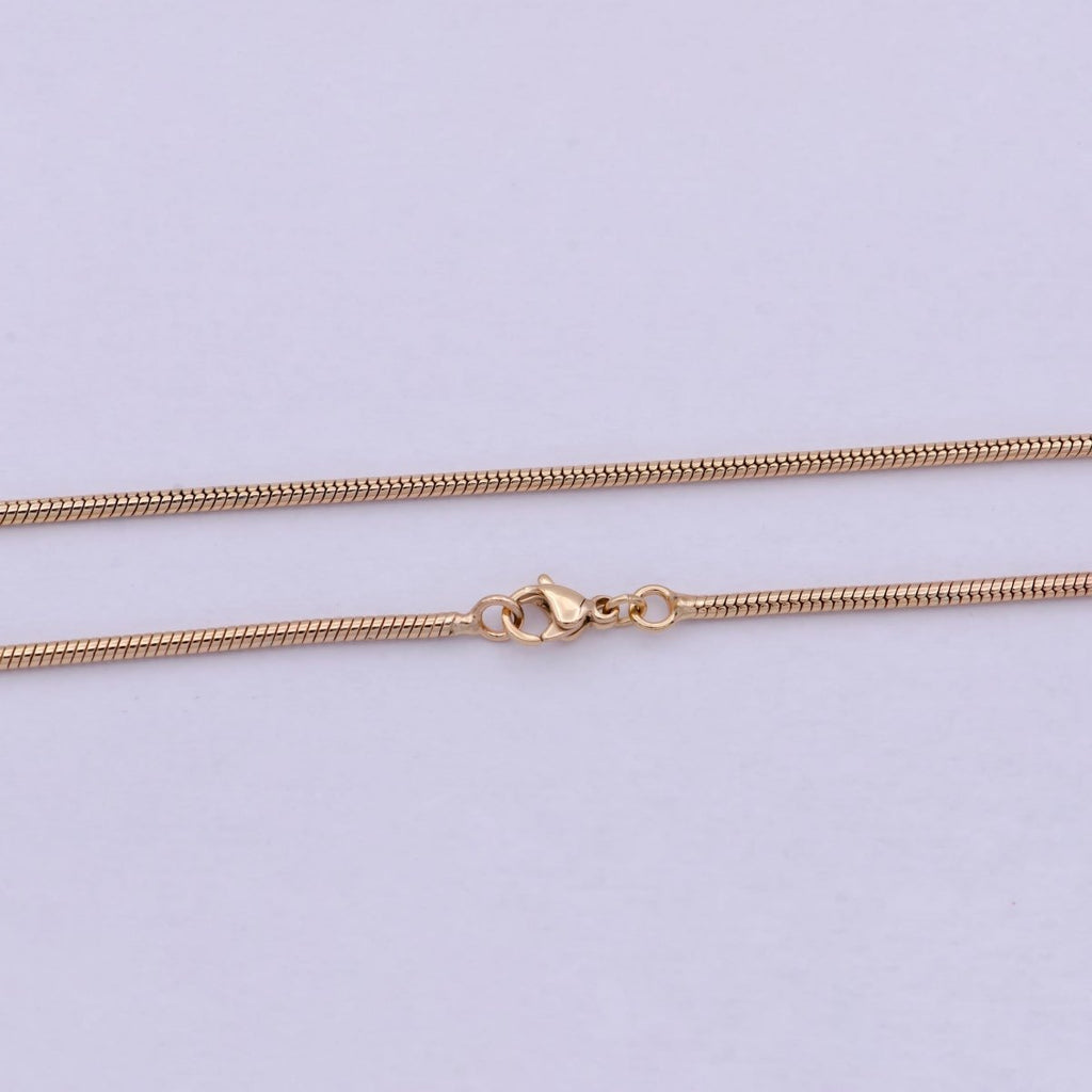 Rose Gold Round Snake Chain Omega Necklace, 18K Gold plated 1.8mm Width Finished Chain, Layering 19.7 Inch Omega Necklace with Lobster Clasps | WA-618 Clearance Pricing - DLUXCA