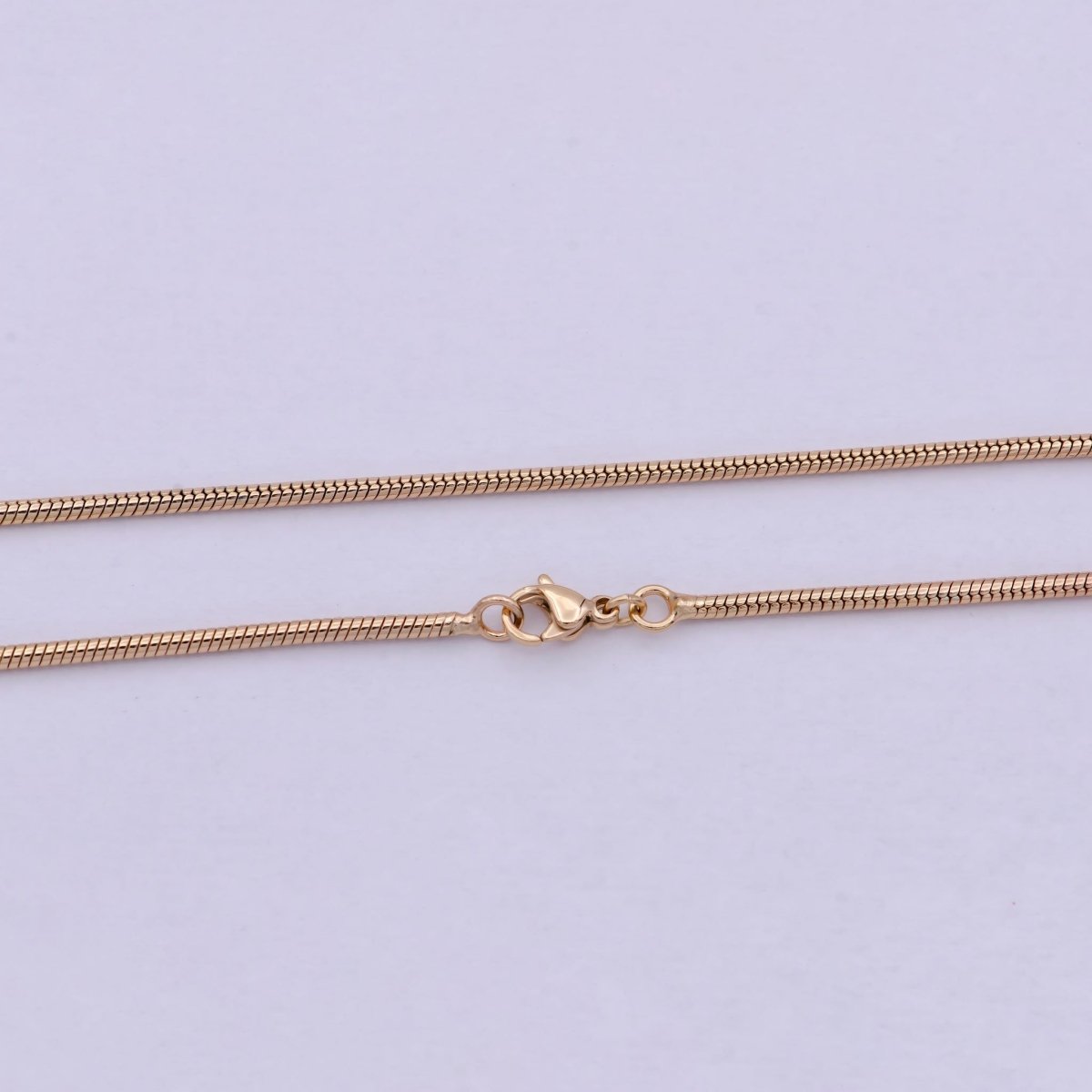 Rose Gold Round Snake Chain Omega Necklace, 18K Gold plated 1.8mm Width Finished Chain, Layering 19.7 Inch Omega Necklace with Lobster Clasps | WA-618 Clearance Pricing - DLUXCA