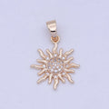 Rose Gold Sun necklace Charm celestial sun cubic zirconia Sunburst pendant cz diamonds X-465 - DLUXCA