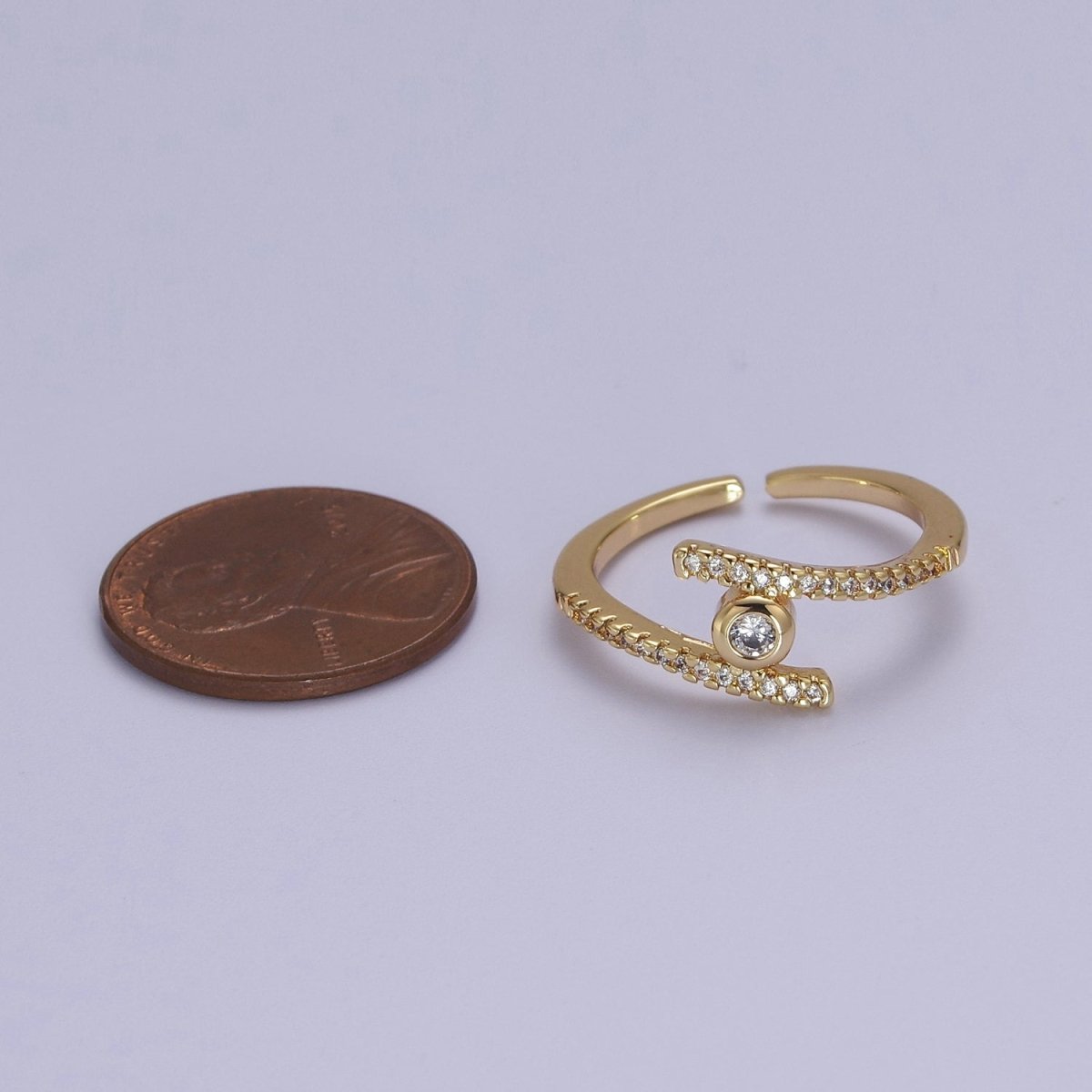 Round Bezel Set Cubic Zirconia Gold plated Band For Stackable Jewelry S-537 - DLUXCA