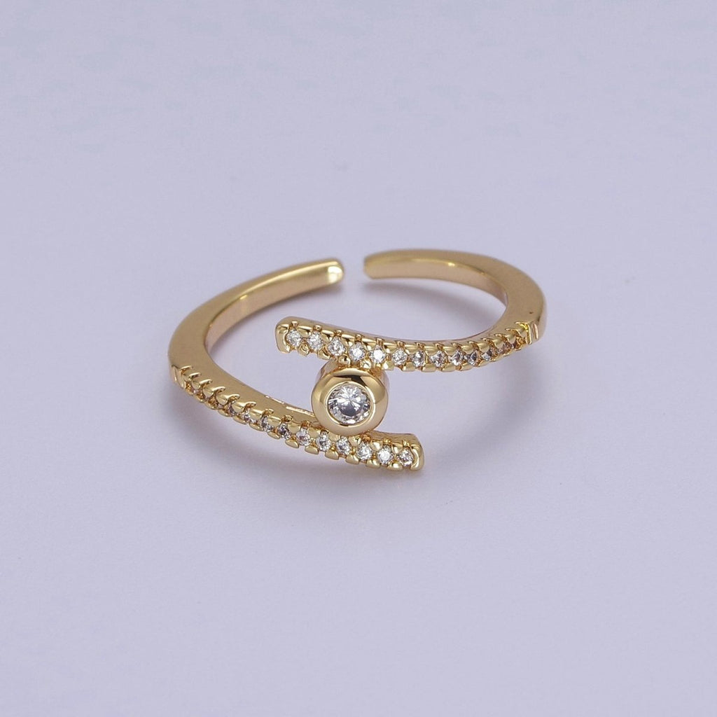 Round Bezel Set Cubic Zirconia Gold plated Band For Stackable Jewelry S-537 - DLUXCA
