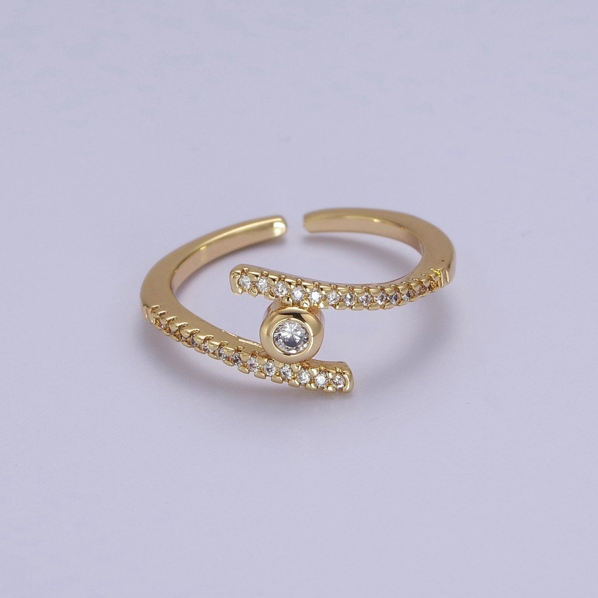 Round Bezel Set Cubic Zirconia Gold plated Band For Stackable Jewelry S-537 - DLUXCA