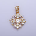 Round Clear Cubic Zirconia Religious Cross Micro Paved Pendant For Jewelry Making | X-679 - DLUXCA