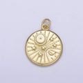 Round Coin Disc Star Sun Moon Planet Pendant, Gold Space Celestial pendant C-695 - DLUXCA