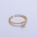 Round Cubic Zirconia Stone Beaded Adjustable Promise Ring | X-558 - DLUXCA