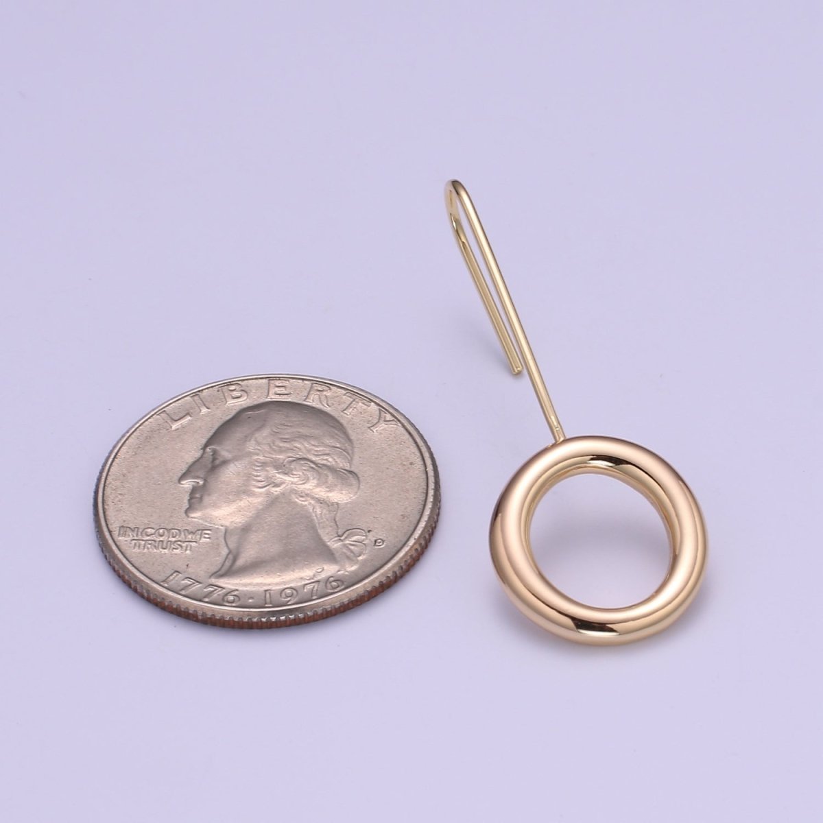 Round Earrings - Geometric gold little shapes 18k Gold plated Ear Hook Dainty Circle geometric jewelry Dangle Earring P-083 - DLUXCA
