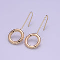 Round Earrings - Geometric gold little shapes 18k Gold plated Ear Hook Dainty Circle geometric jewelry Dangle Earring P-083 - DLUXCA