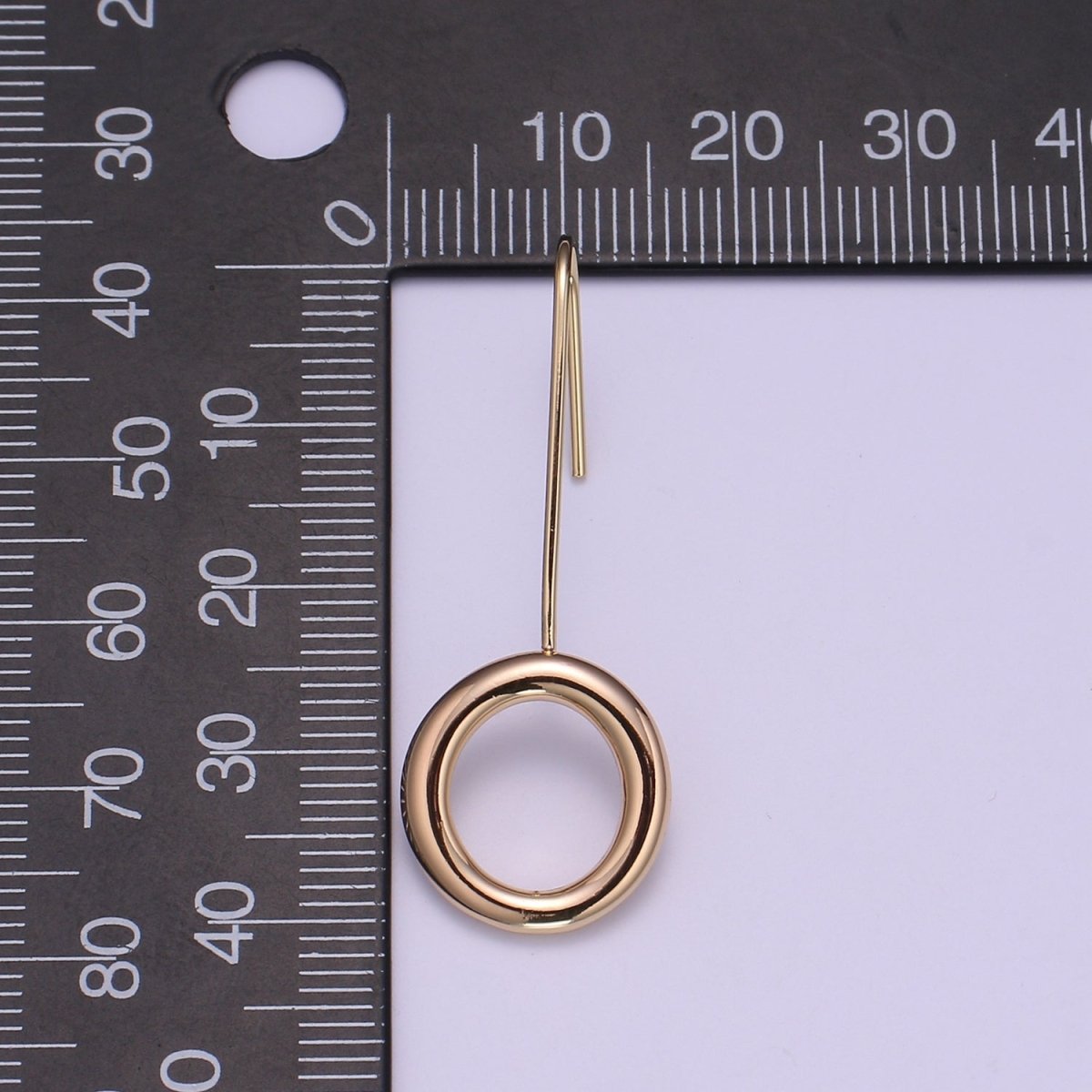 Round Earrings - Geometric gold little shapes 18k Gold plated Ear Hook Dainty Circle geometric jewelry Dangle Earring P-083 - DLUXCA