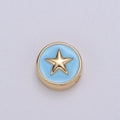 Round Enamel Tiny Gold Star - 24k Gold plated Round Beads - 10mm beads for bracelet making supply Celestial Jewelry making B-471 to B-480 - DLUXCA