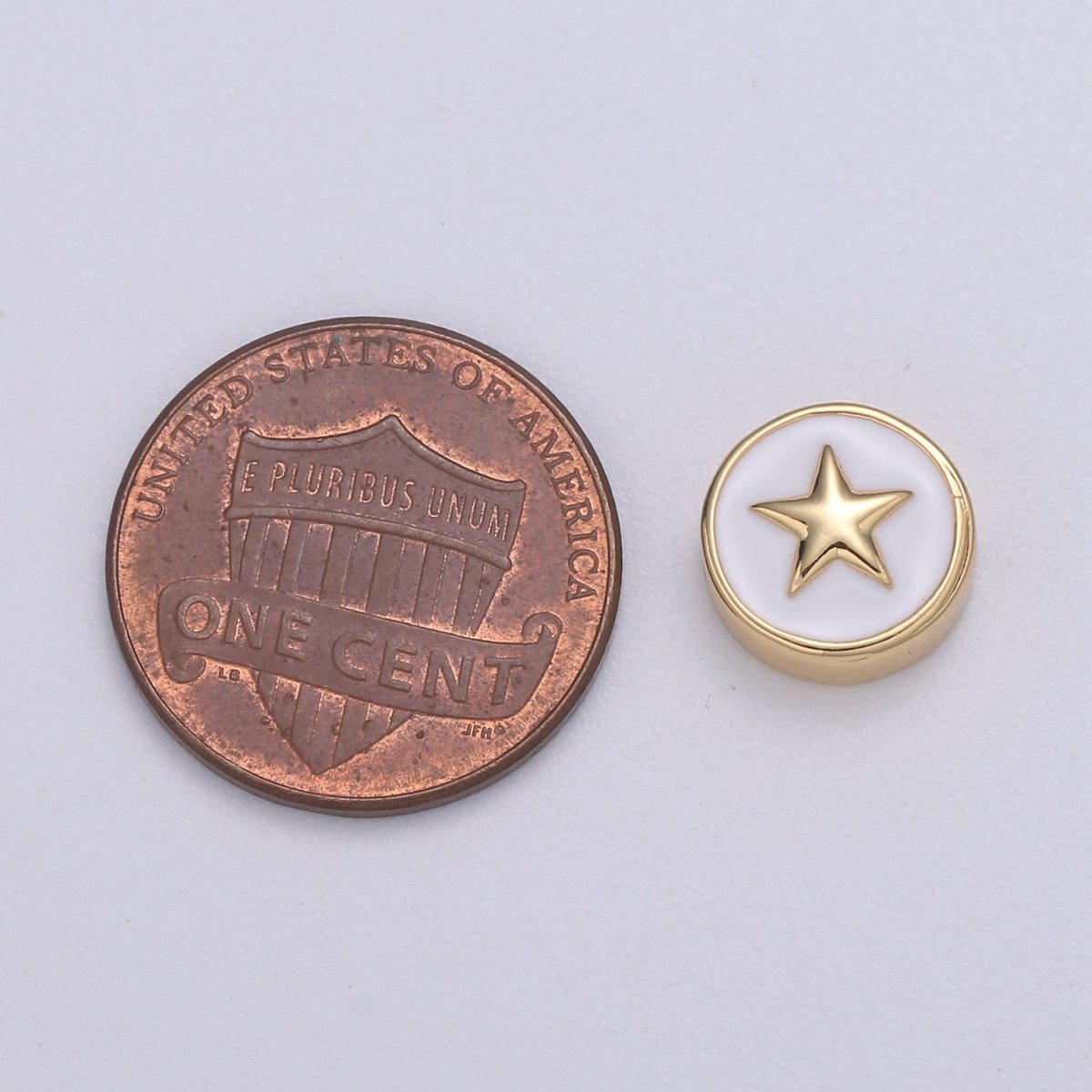 Round Enamel Tiny Gold Star - 24k Gold plated Round Beads - 10mm beads for bracelet making supply Celestial Jewelry making B-471 to B-480 - DLUXCA