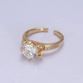 Round Moissanite Bridal Ring Cz Bridal Gold Ring Engagement Ring, Anniversary Ring Christmas Gift U-305 - DLUXCA
