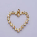 Round Pearl Clear CZ Lined Open Heart Charm E-446 - DLUXCA