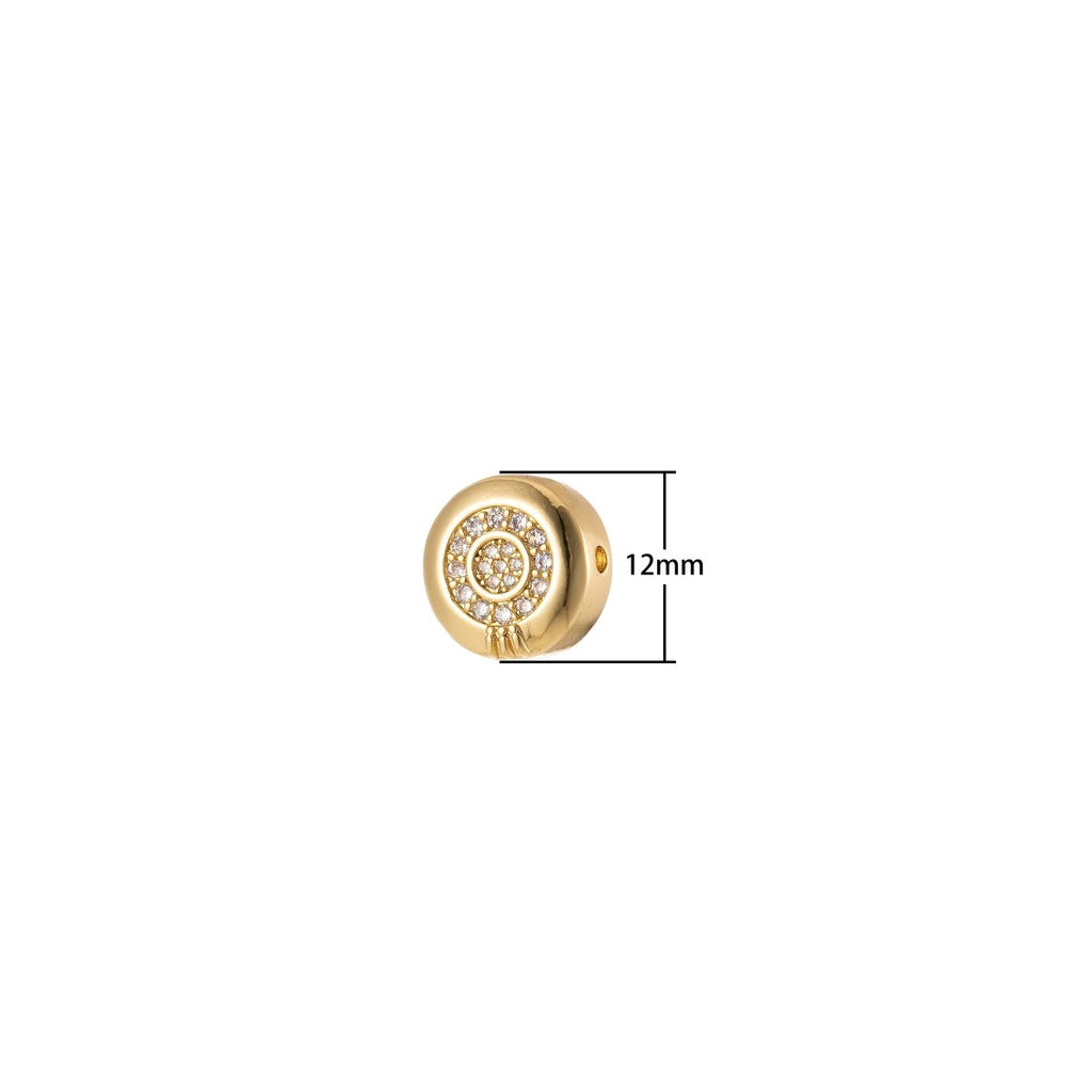 Round Shaped Bead CZ Micro Pave, Round Bead, Cz Spacer Beads, Cubic Zirconia 12mm bead B-539 - DLUXCA