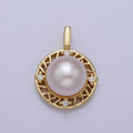 Round White Pearl / Purple Shell Pearl Dangle CZ Charm For Jewelry Making H-077 H-715