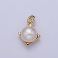 Round White / Purple Shell Pearl Minimalist Spike Gold Charm | A-308 A-309 - DLUXCA