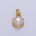 Round White / Purple Shell Pearl Rope Coil Medallion Charm | C185