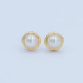 Round White Shell Pearl Band Stud Earrings in Gold & Silver | AE1030 AE1031 