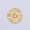 Rustic Moon Pendant Coin Charm in gold plated for Necklace Earring Charm Hammered Medallion Coin Pendant Round Disc Charm Pendant C-617 - DLUXCA