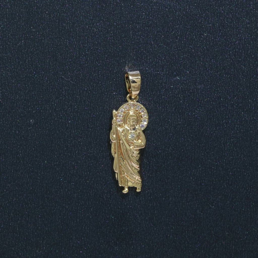 Saint Jude Gold Charm Necklace, St jude Santo Pendant Medallion, Religious Catholic Christian Memorial Mom Gift Idea Inspired J-860 J-861