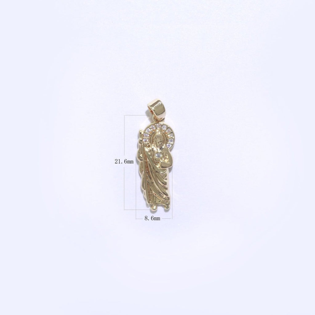 Saint Jude Gold Charm Necklace, St jude Santo Pendant Medallion, Religious Catholic Christian Memorial Mom Gift Idea Inspired J-860 J-861